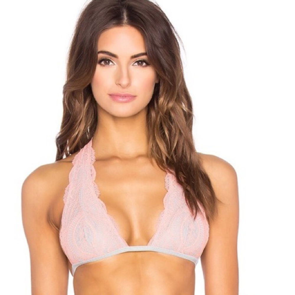 Free People Get Down Halter Bra in Orange/Gray
